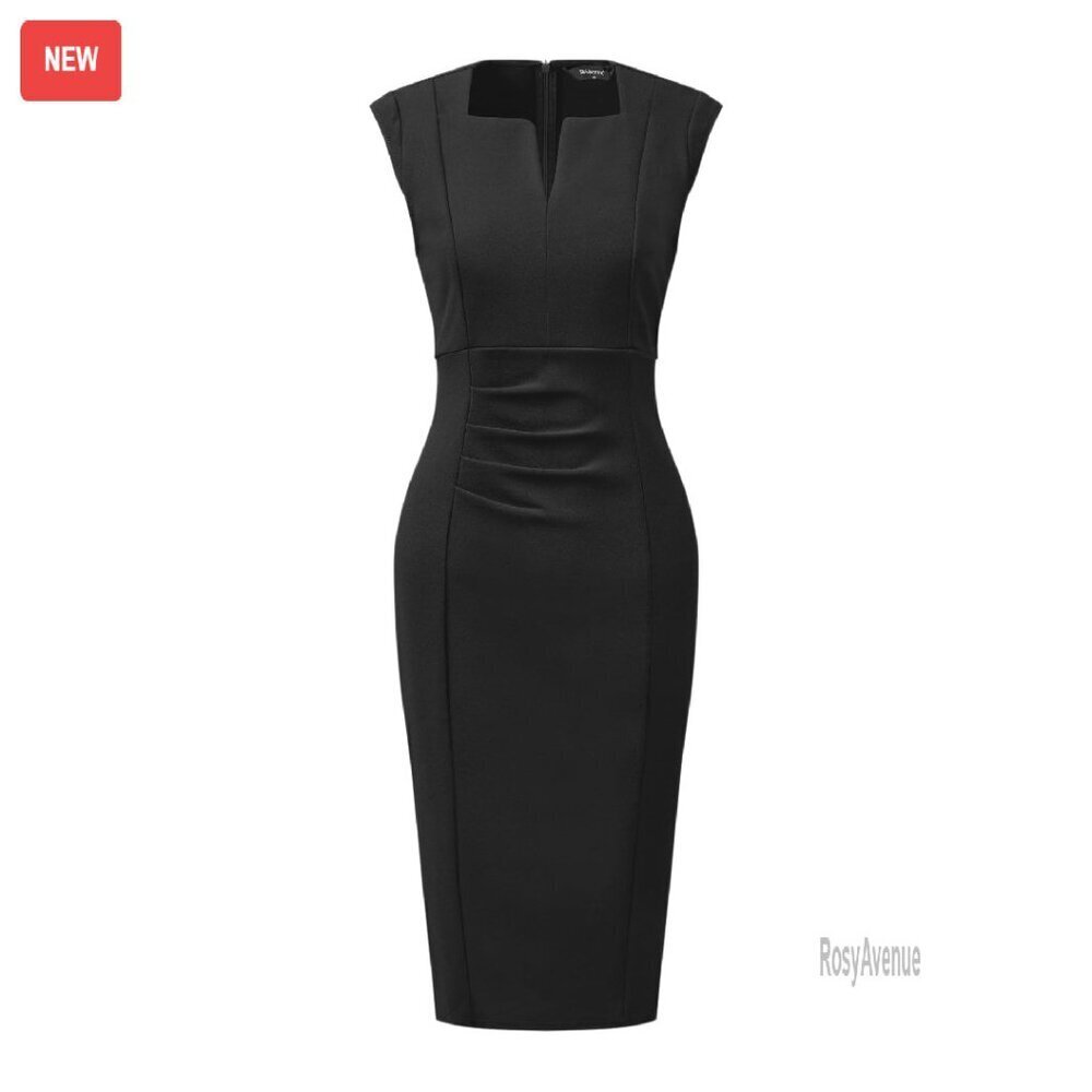 Sleeveless V-Neck Sheath Dress Work Office Professional Pencil